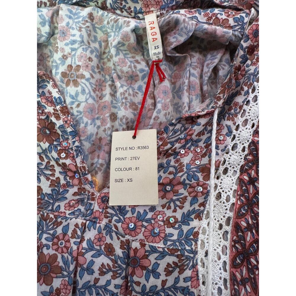 $99 Raga Anthropologie Prairie Dress Long Sleeves Sequins XS NWT - Picture 6 of 7